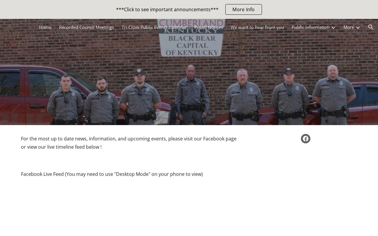 Cumberland Police contact for Harlan County arrest history records