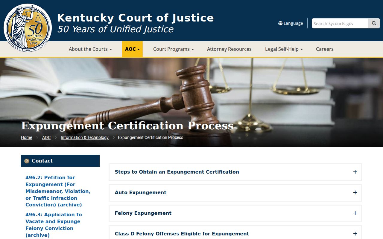 Kentucky expungement information for Harlan County criminal court cases