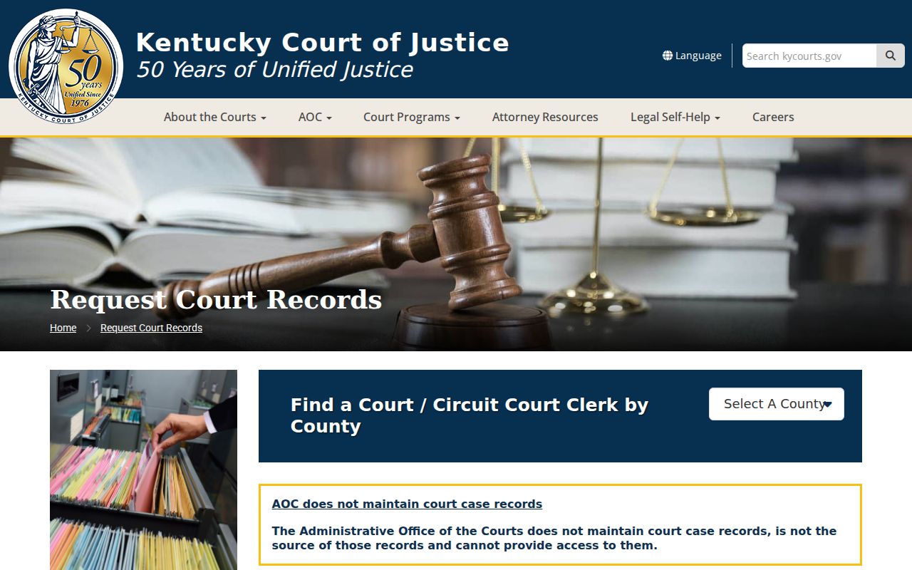 Harlan County criminal court case record request options
