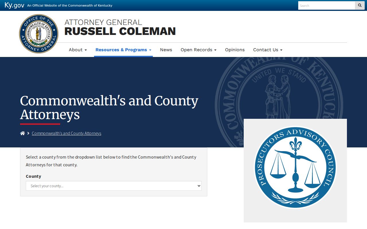 Official prosecutor directory for Harlan County criminal court cases