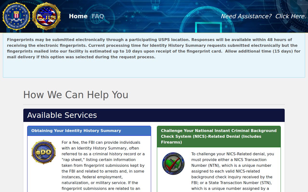 Harlan County sex offender record review through the FBI identity history portal